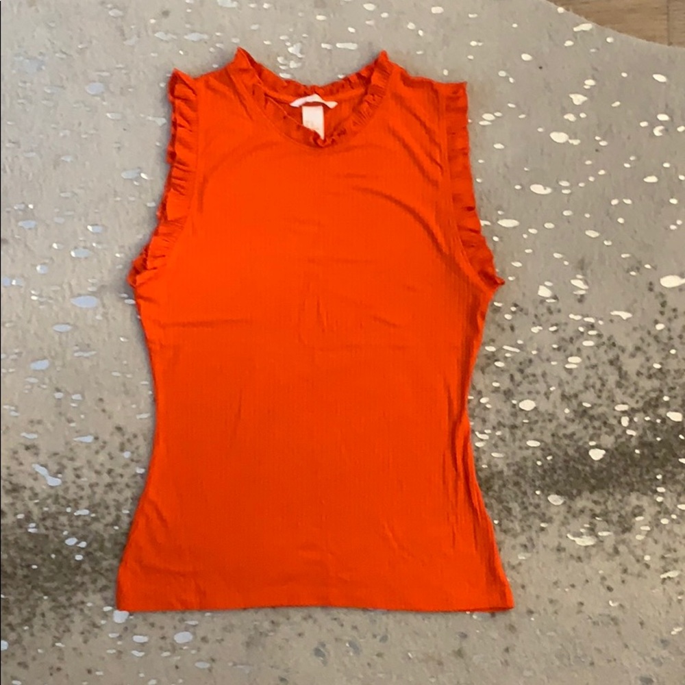 H & M red/orange fitted top
